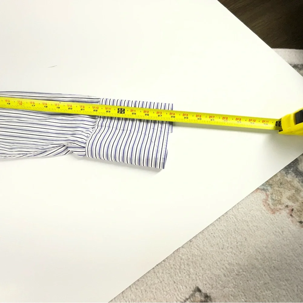Banana Republic Slim Fit Italian‎ Fabric Blue Stripe Button Down Shirt 16-16.5 L